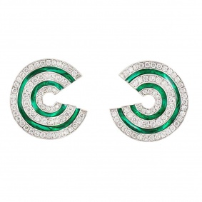 Diamond and Enamel Earrings